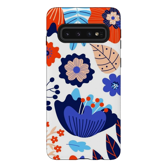 Galaxy S10 StrongFit Blue Flowers by ArtsCase