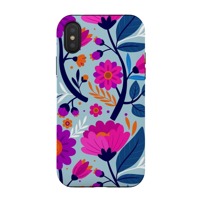iPhone Xs / X StrongFit Colorful Exotic Floral Pattern by ArtsCase