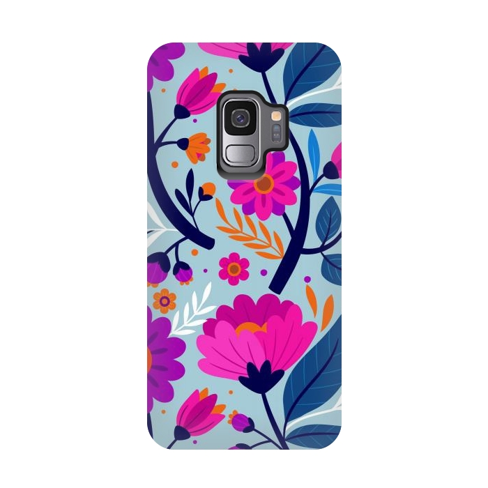 Galaxy S9 StrongFit Colorful Exotic Floral Pattern by ArtsCase