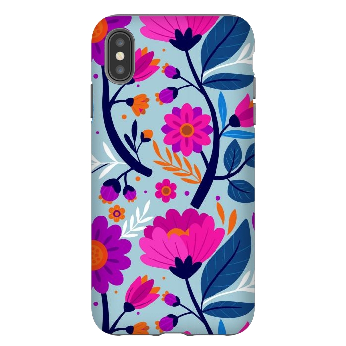 iPhone Xs Max StrongFit Colorful Exotic Floral Pattern by ArtsCase