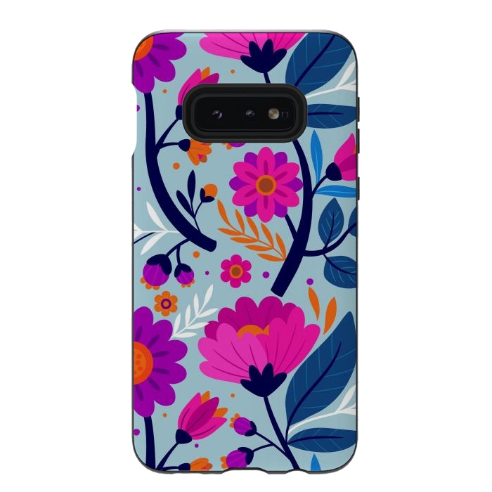 Galaxy S10e StrongFit Colorful Exotic Floral Pattern by ArtsCase