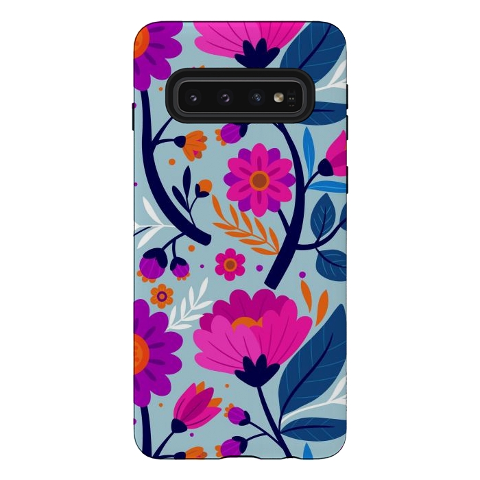 Galaxy S10 StrongFit Colorful Exotic Floral Pattern by ArtsCase