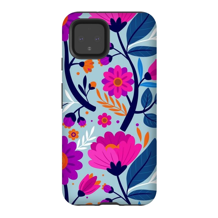 Pixel 4 StrongFit Colorful Exotic Floral Pattern by ArtsCase