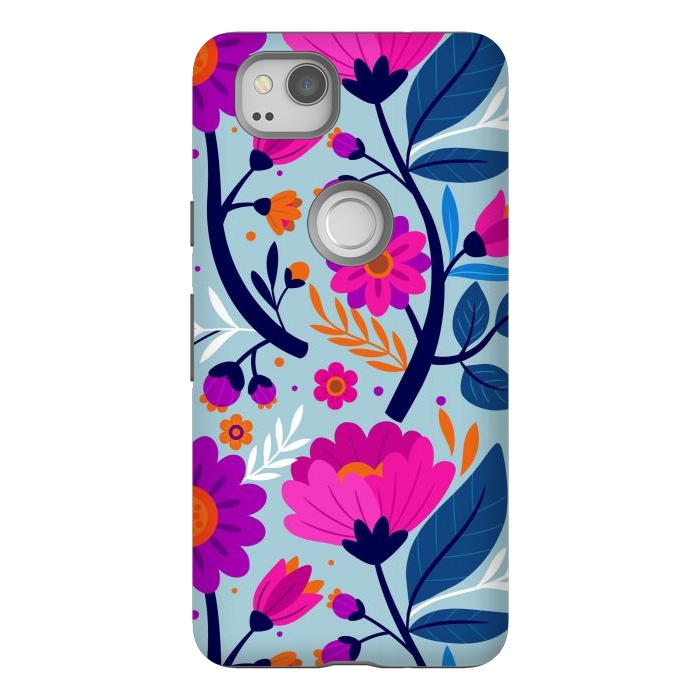 Pixel 2 StrongFit Colorful Exotic Floral Pattern by ArtsCase