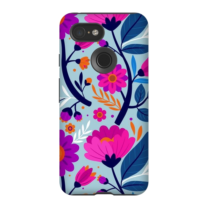 Pixel 3 StrongFit Colorful Exotic Floral Pattern by ArtsCase