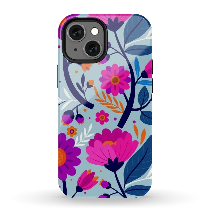 iPhone 12 mini StrongFit Colorful Exotic Floral Pattern by ArtsCase