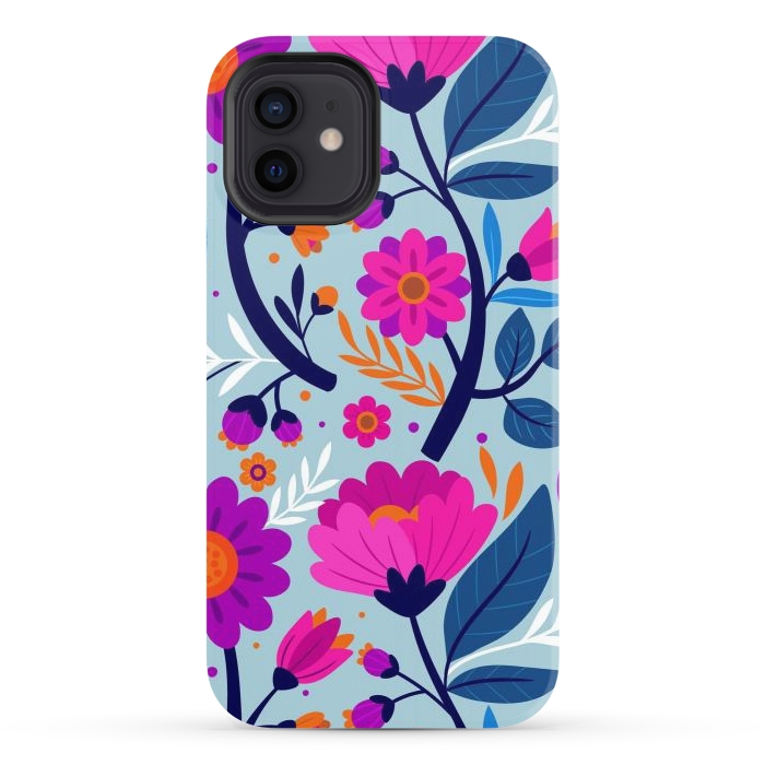 iPhone 12 StrongFit Colorful Exotic Floral Pattern by ArtsCase