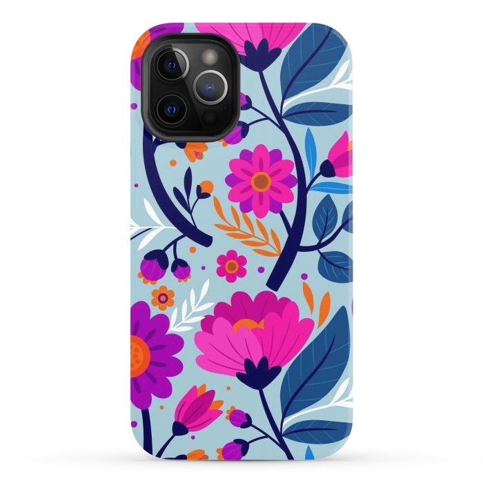 iPhone 12 Pro StrongFit Colorful Exotic Floral Pattern by ArtsCase