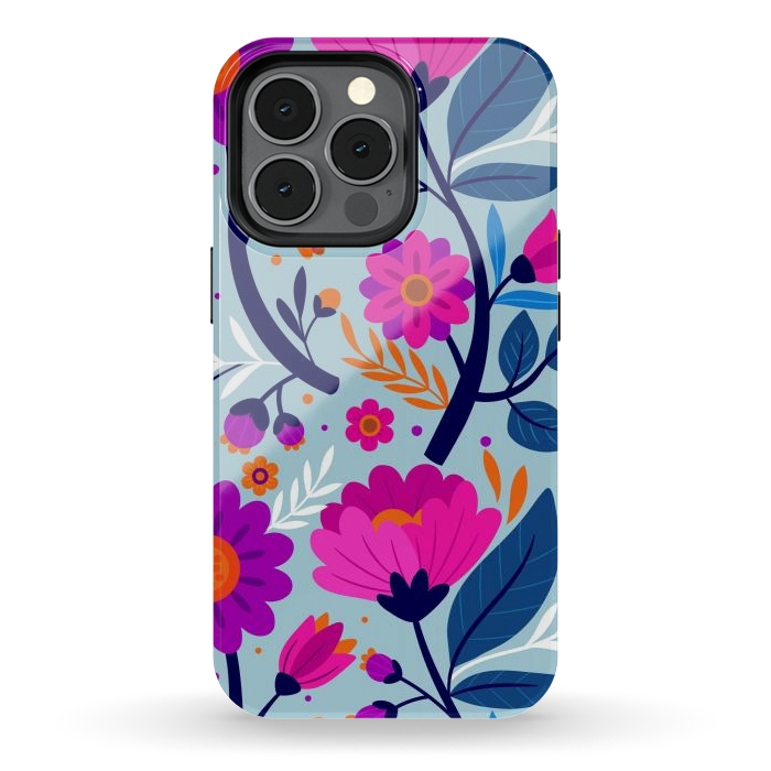 iPhone 13 pro StrongFit Colorful Exotic Floral Pattern by ArtsCase