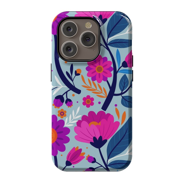 iPhone 14 Pro StrongFit Colorful Exotic Floral Pattern by ArtsCase