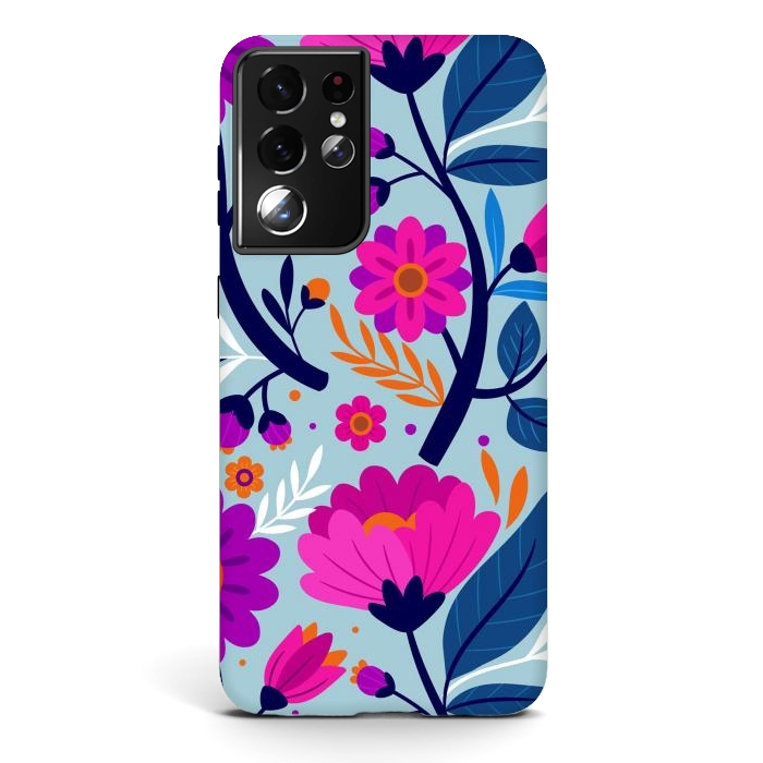 Galaxy S21 ultra StrongFit Colorful Exotic Floral Pattern by ArtsCase
