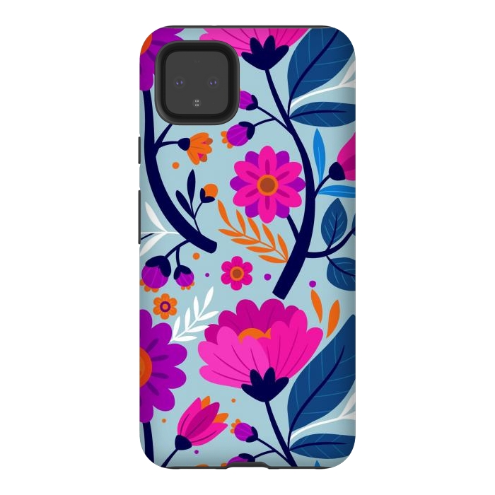Pixel 4XL StrongFit Colorful Exotic Floral Pattern by ArtsCase
