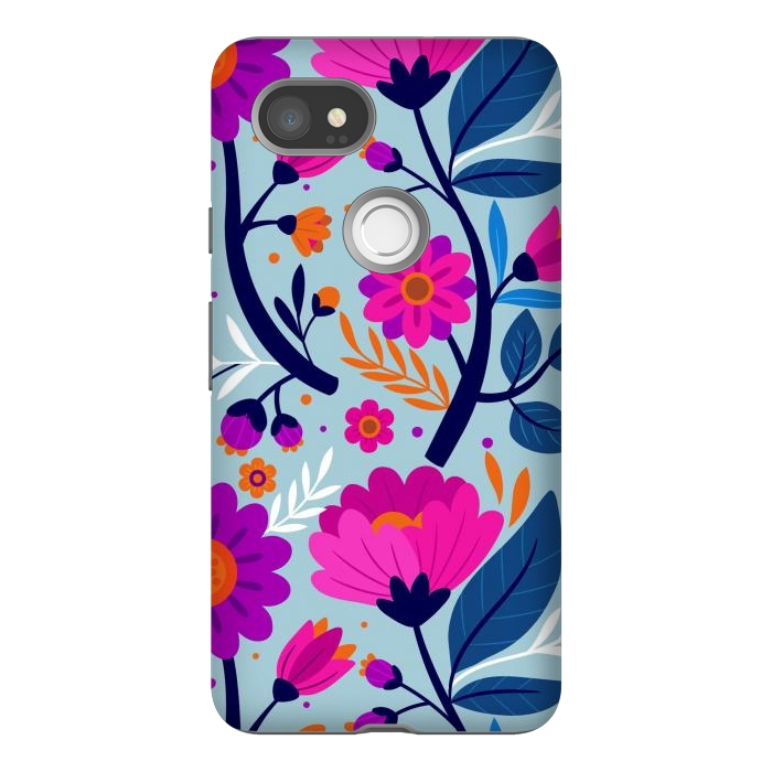 Pixel 2XL StrongFit Colorful Exotic Floral Pattern by ArtsCase