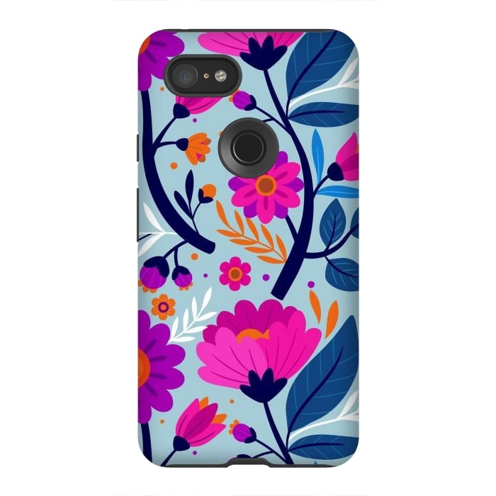 Pixel 3XL StrongFit Colorful Exotic Floral Pattern by ArtsCase