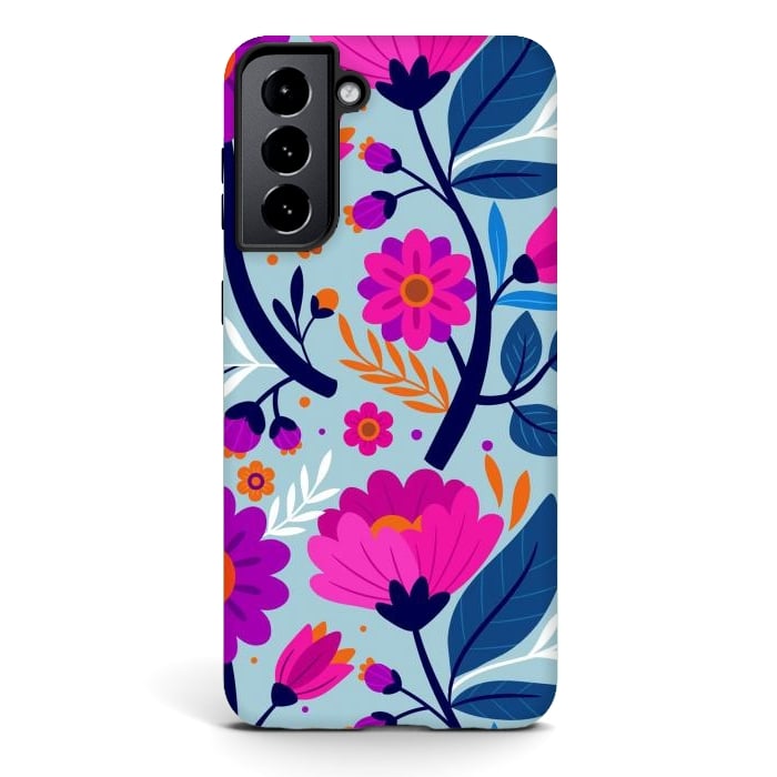 Galaxy S21 StrongFit Colorful Exotic Floral Pattern by ArtsCase