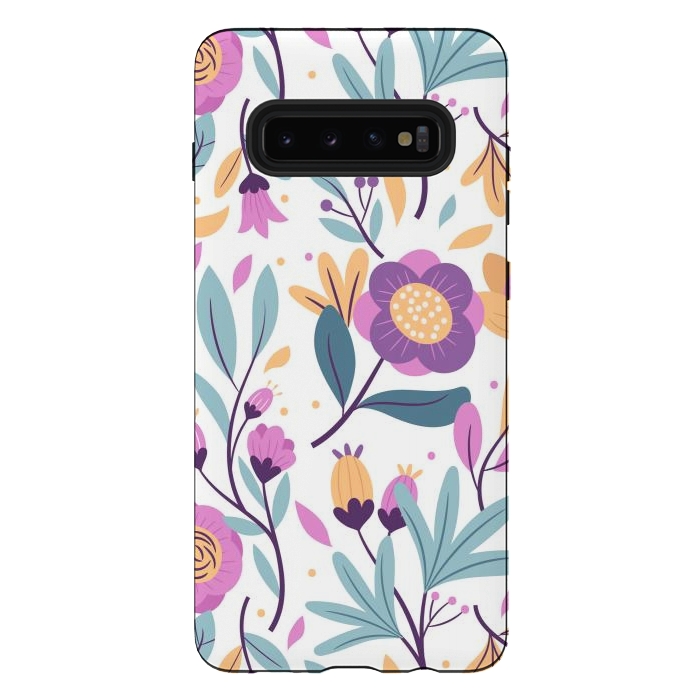 Galaxy S10 plus StrongFit Purple Floral Pattern 0 by ArtsCase