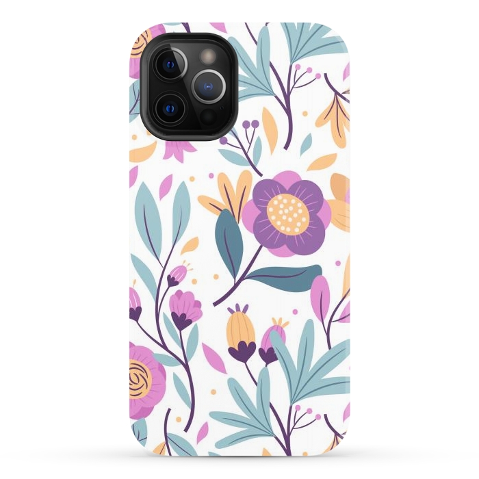 iPhone 12 Pro StrongFit Purple Floral Pattern 0 by ArtsCase