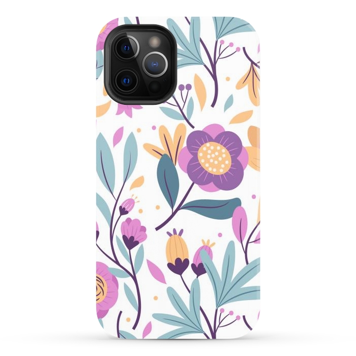 iPhone 12 Pro Max StrongFit Purple Floral Pattern 0 by ArtsCase