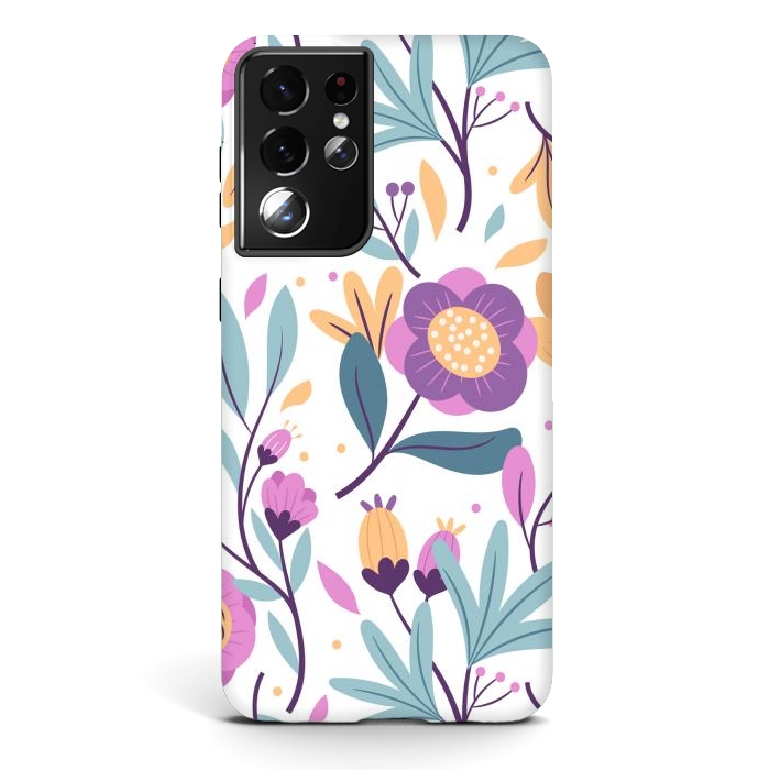Galaxy S21 ultra StrongFit Purple Floral Pattern 0 by ArtsCase
