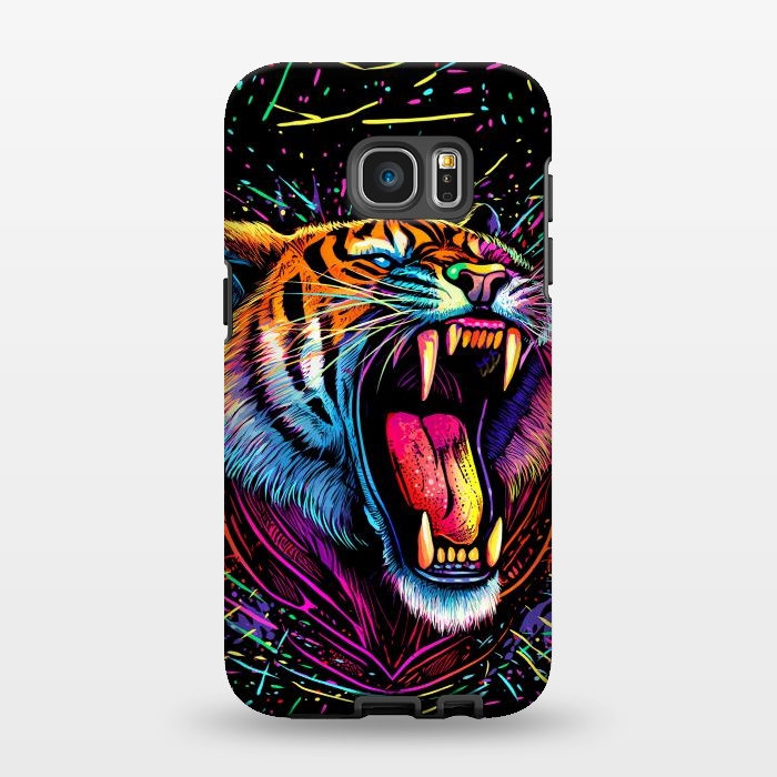 Galaxy S7 EDGE StrongFit Bored Screaming Psychedelic Tiger by Alberto
