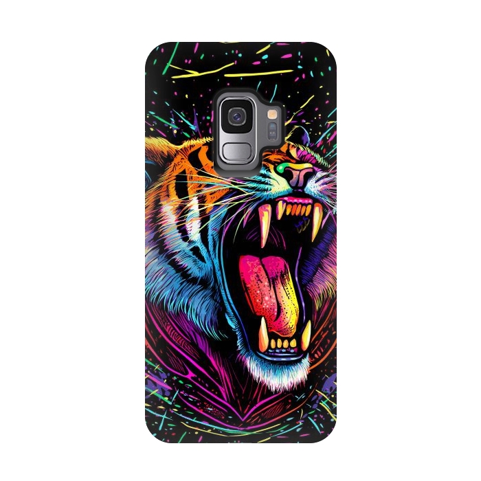 Galaxy S9 StrongFit Bored Screaming Psychedelic Tiger by Alberto