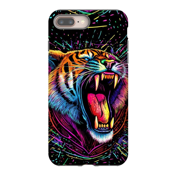 iPhone 8 plus StrongFit Bored Screaming Psychedelic Tiger by Alberto
