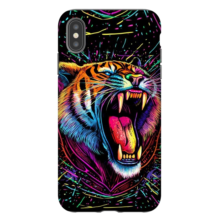 iPhone Xs Max StrongFit Bored Screaming Psychedelic Tiger by Alberto