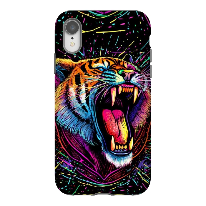 iPhone Xr StrongFit Bored Screaming Psychedelic Tiger by Alberto