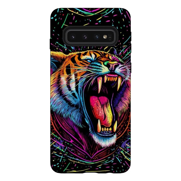 Galaxy S10 StrongFit Bored Screaming Psychedelic Tiger by Alberto