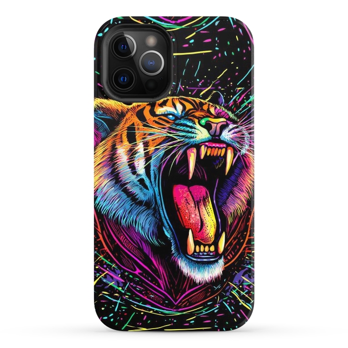 iPhone 12 Pro StrongFit Bored Screaming Psychedelic Tiger by Alberto