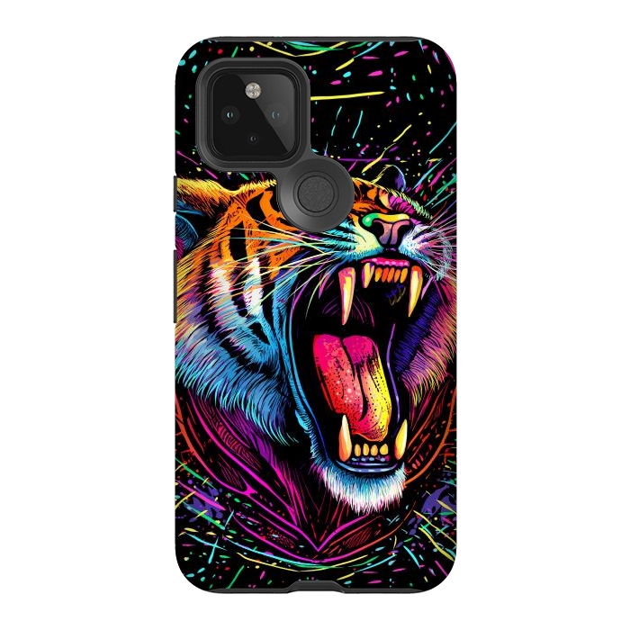 Pixel 5 StrongFit Bored Screaming Psychedelic Tiger by Alberto