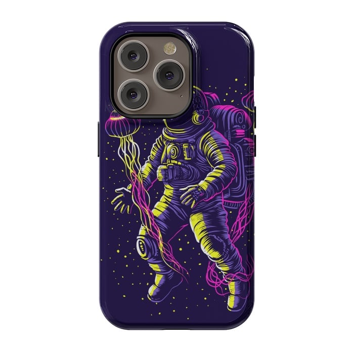 iPhone 14 Pro StrongFit Astronaut with galactic jellyfish by Alberto
