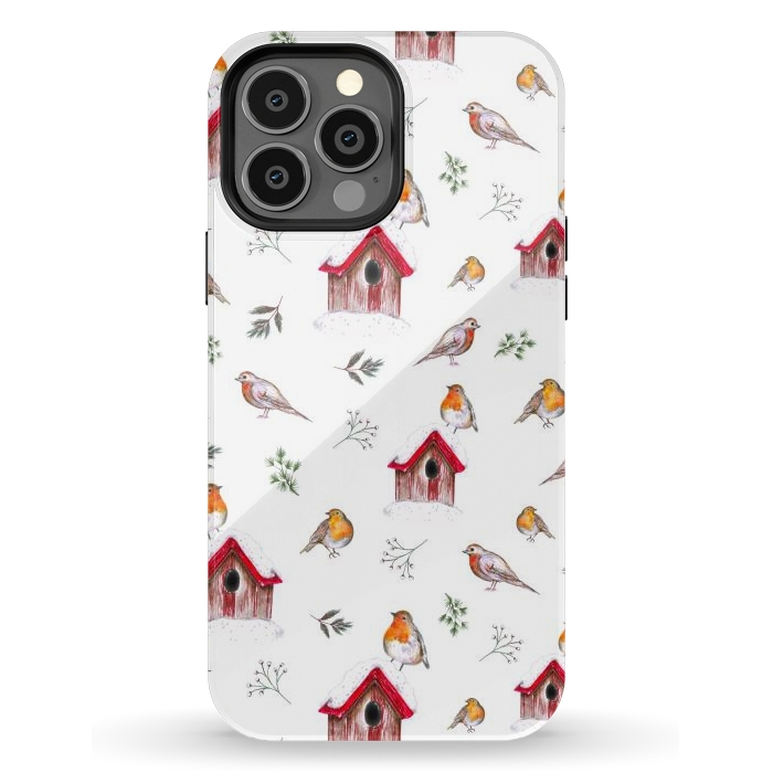 iPhone 13 Pro Max StrongFit Cute Winter Robins by Negin Mf