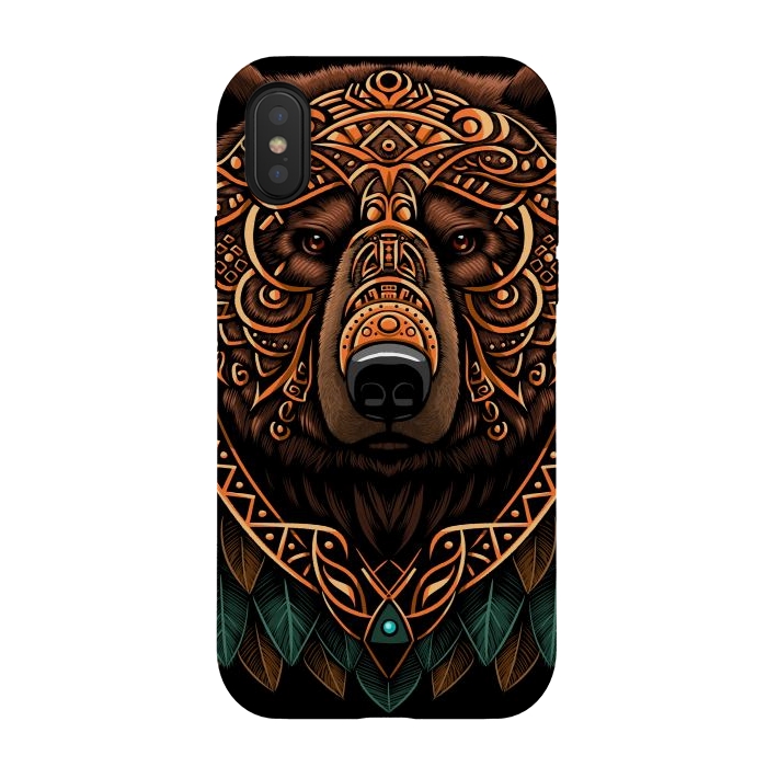 iPhone Xs / X StrongFit Bear grizzly tribal chief by Alberto