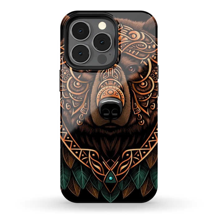 iPhone 13 pro StrongFit Bear grizzly tribal chief by Alberto