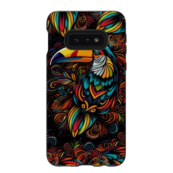 Galaxy S10e StrongFit Tropical tribal toucan by Alberto