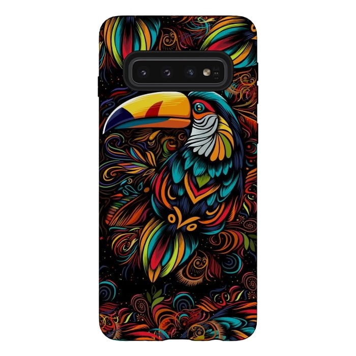 Galaxy S10 StrongFit Tropical tribal toucan by Alberto