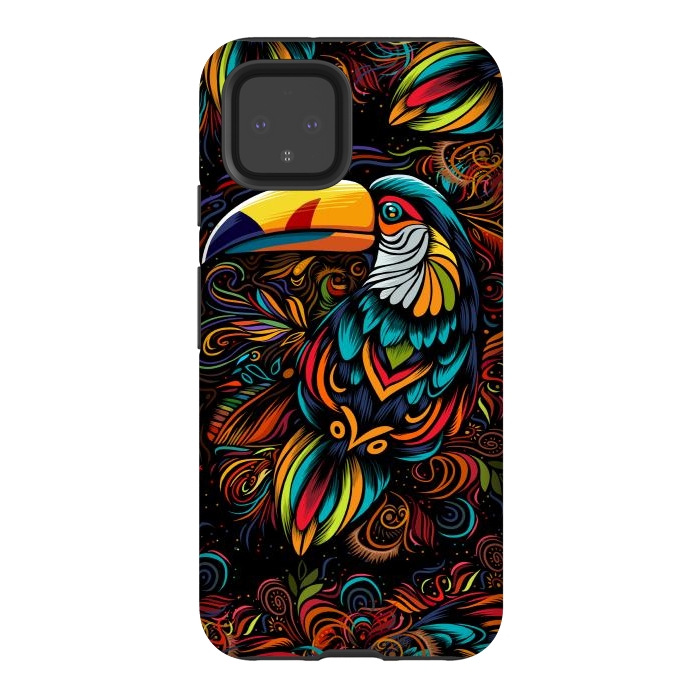 Pixel 4 StrongFit Tropical tribal toucan by Alberto