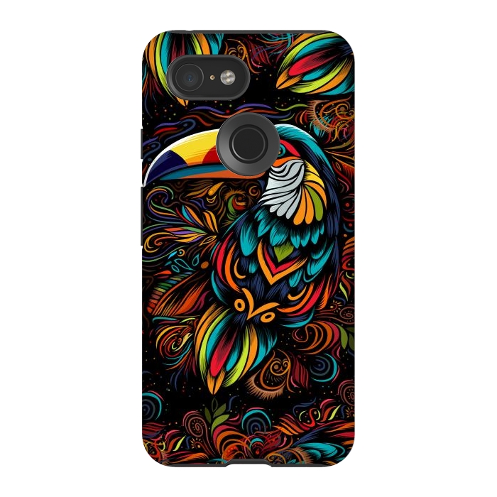 Pixel 3 StrongFit Tropical tribal toucan by Alberto