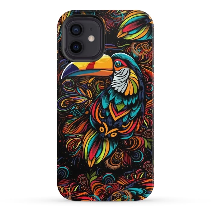 iPhone 12 StrongFit Tropical tribal toucan by Alberto