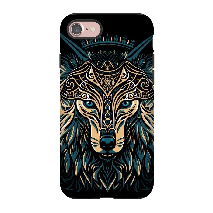 iPhone 7 StrongFit Tribal golden shield wolf by Alberto