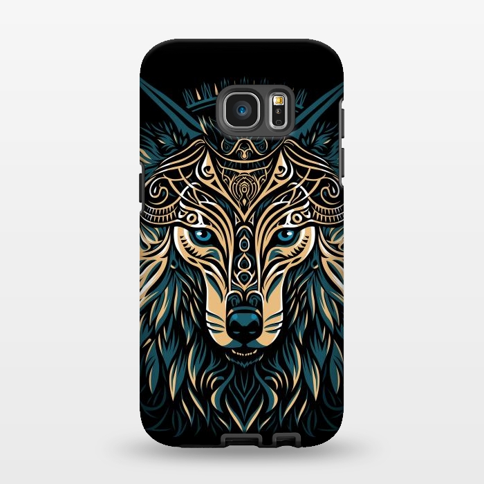 Galaxy S7 EDGE StrongFit Tribal golden shield wolf by Alberto
