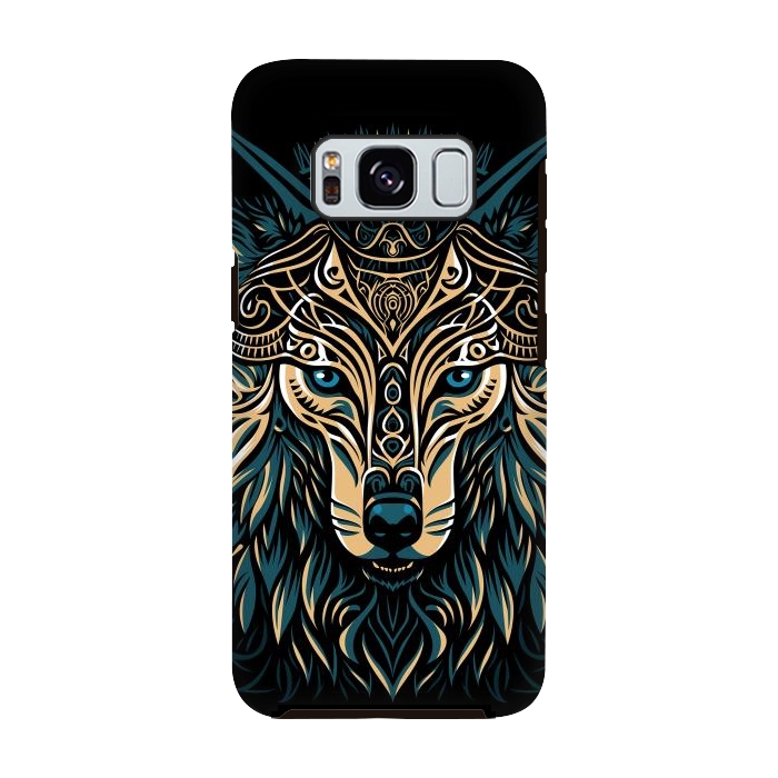 Galaxy S8 StrongFit Tribal golden shield wolf by Alberto