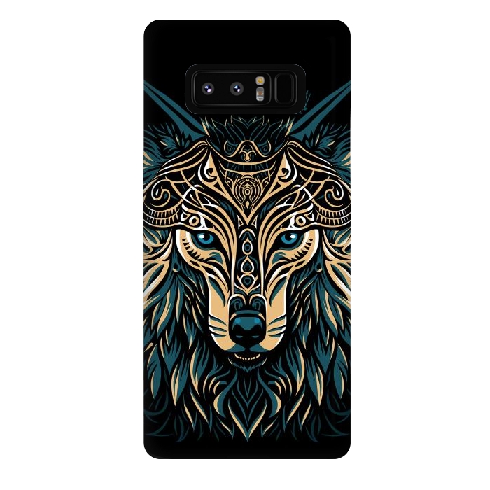Galaxy Note 8 StrongFit Tribal golden shield wolf by Alberto
