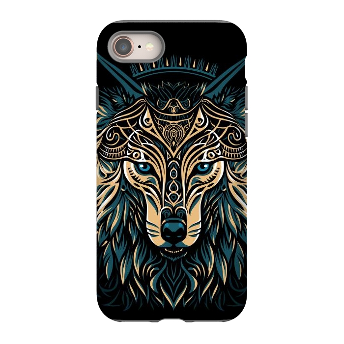 iPhone 8 StrongFit Tribal golden shield wolf by Alberto