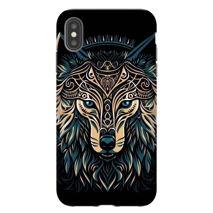 iPhone Xs Max StrongFit Tribal golden shield wolf by Alberto