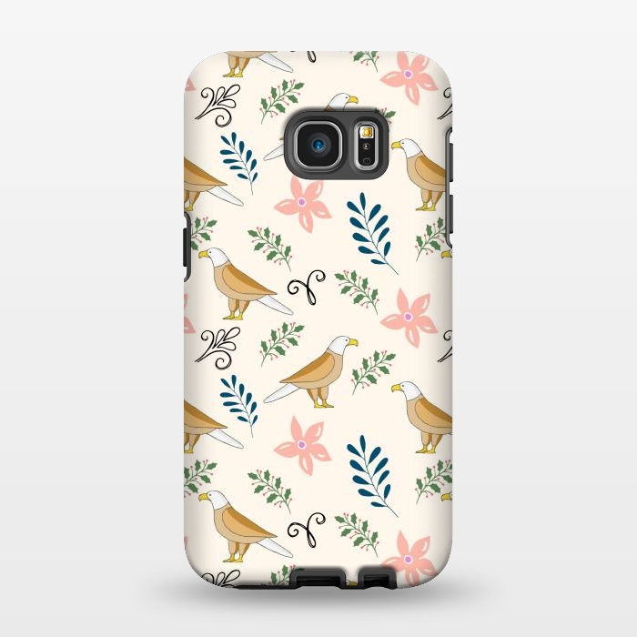 Galaxy S7 EDGE StrongFit Eagle in the Garden, Animal Seamless Pattern, Tropical Illustration by Creativeaxle