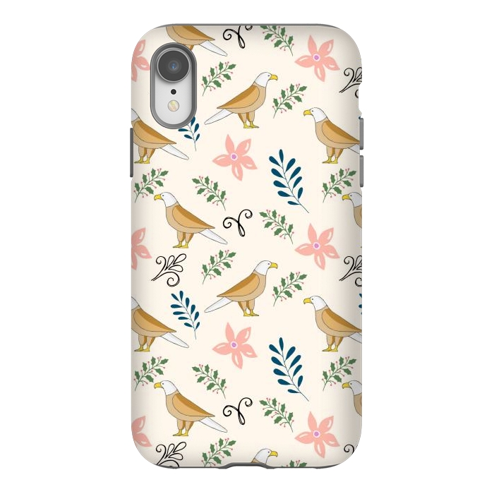 iPhone Xr StrongFit Eagle in the Garden, Animal Seamless Pattern, Tropical Illustration by Creativeaxle