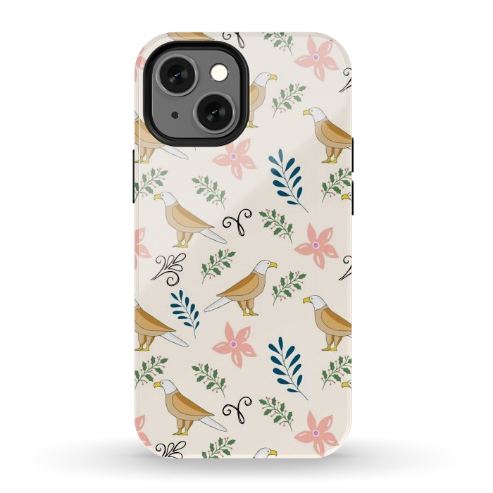 iPhone 12 mini StrongFit Eagle in the Garden, Animal Seamless Pattern, Tropical Illustration by Creativeaxle