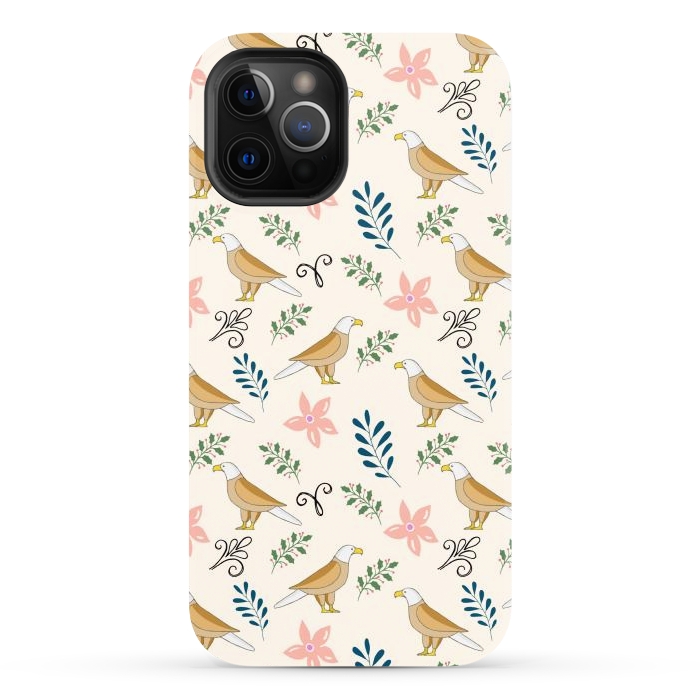 iPhone 12 Pro Max StrongFit Eagle in the Garden, Animal Seamless Pattern, Tropical Illustration by Creativeaxle